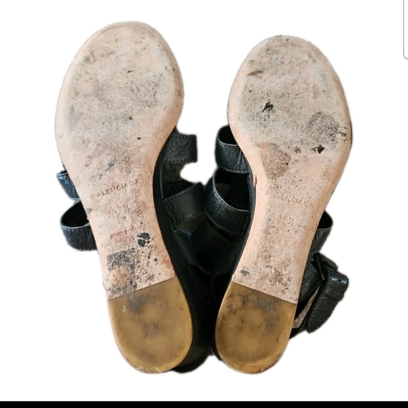 Balenciaga Womens Gray Arena Studded Gladiator Wedge 37.5 - Picture 7 of 14